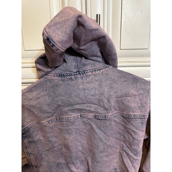 Fashion Nova Kids Girls Mini So Different Denim Jacket Hoodie Pink Size 10 - Picture 8 of 12